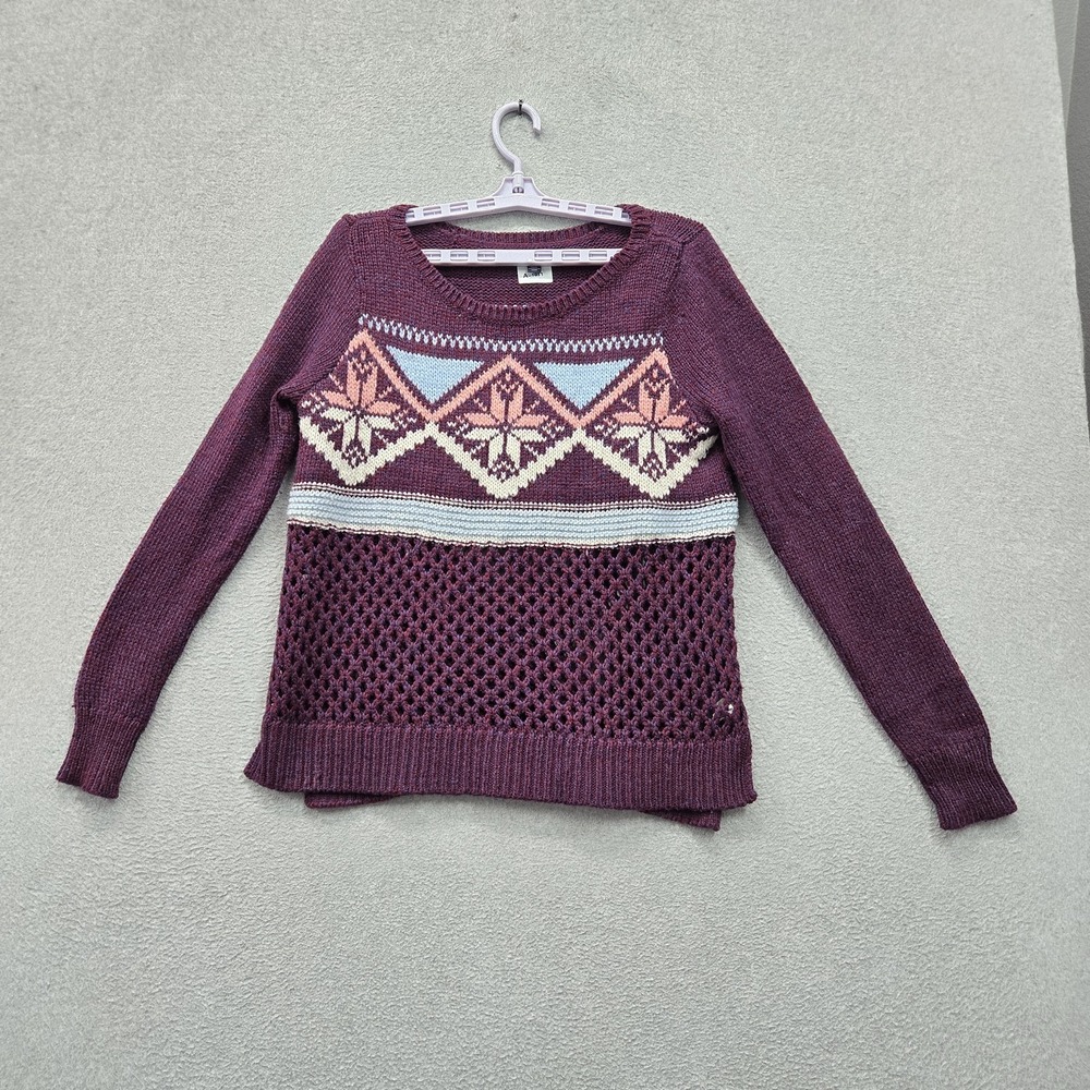 American Eagle Outfitters Women Sweater L/G Purple Acrylic Wool Fair Isle